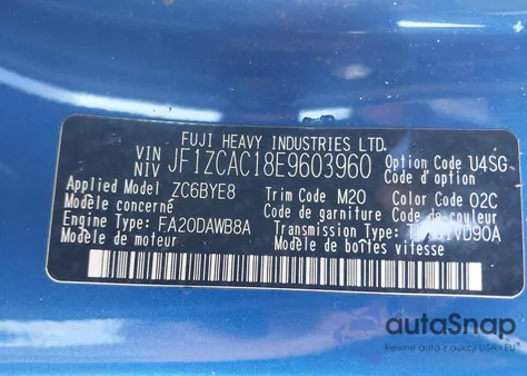 2014 Subaru Brz Limited из США, поврежденный, VIN JF1ZCAC18E9603960